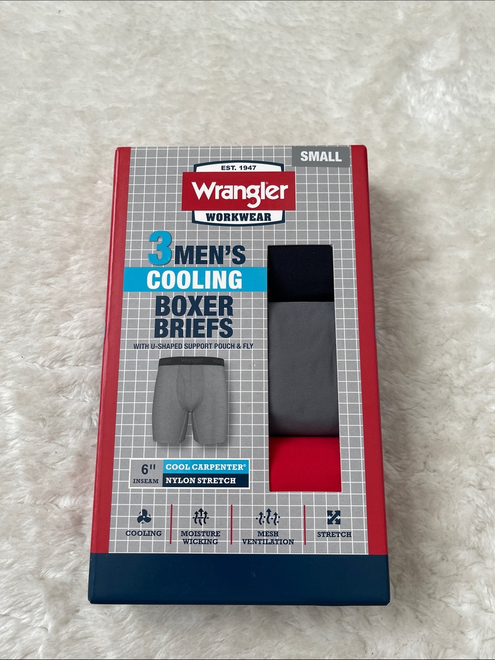 Wrangler Men’s 3-Pack Cooling Boxer Briefs - Black, Gray & Red